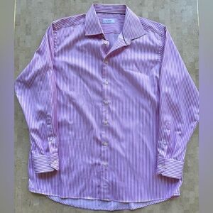Eton Shirt Mens 18.5-47 Pink White Striped Textured Twill Contemporary Fit Prep